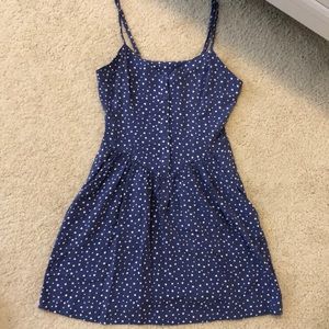 Blue H&M dress with white hearts size 4